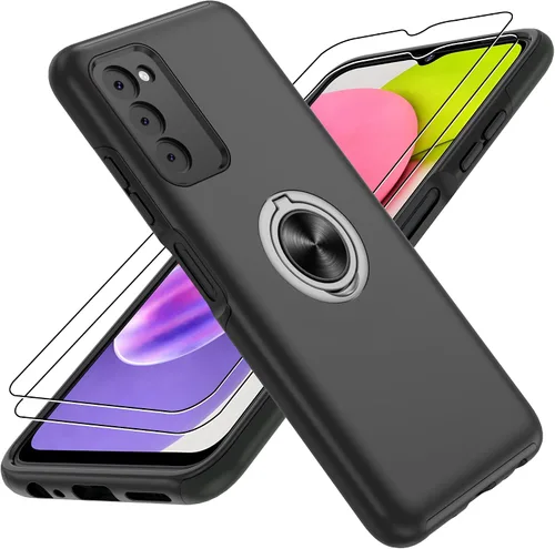 Vista 82 de Gritup - Funda para Galaxy A05S con protector de pantalla HD×2, funda protectora para teléfono a prueba de golpes con soporte magnético de anillo