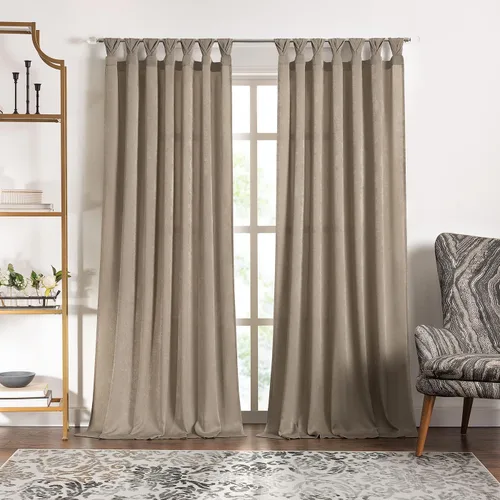 Vista 6 de PowerSellerUSA Paquete de 2 paneles de cortina de ventana de lujo con tela brillante suave y sedosa y moderna pestaña de tulipán, 52 pulgadas