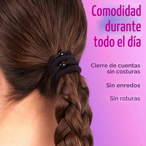 Vista 4 de Goody Ouchless Forever - Bandas elásticas para el cabello, 10 unidades, color negro, bandas sin daños, lazos elásticos 3 veces más fuertes