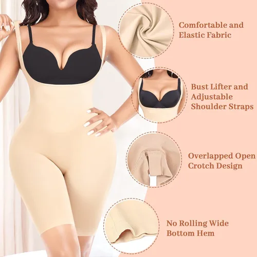 Vista 5 de Ganado Bodysuit for Women Tummy Control Shapewear Seamless Fajas Open-Bust Mid-Thigh Body Shaper