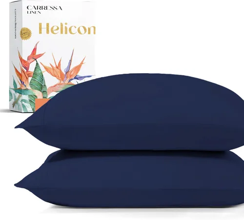 Vista 31 de Carressa Linen Juego de 2 fundas de almohada 100% de algodón egipcio de la serie 1500 de lujo tamaño estándar/Queen (beige), suaves como la seda