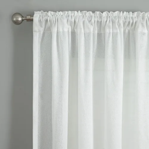 Vista 2 de VOGOL Cortinas transparentes con patrón de hojas bordadas, paneles de ventana blancos con ribete de encaje para sala de estar y dormitorio, cortinas