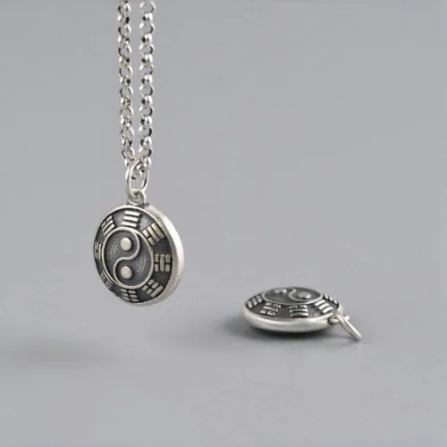 Vista 3 de Women's Small 925 Sterling Silver Yin Yang Pendant Necklace,20 inch Chain