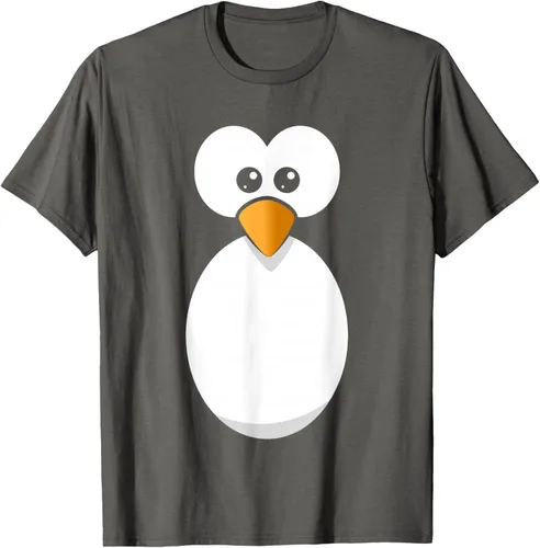 Vista 100 de Camiseta divertida con diseño de cara de pingüino o disfraz fácil, color negro, talla S
