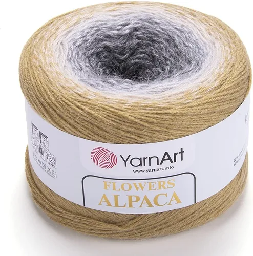 Vista 15 de Yarn Art YarnArt Flowers Alpaca 20% alpaca, 80% acrílico, peso 8.82 onzas, longitud 1028 yardas, hilo de invierno multicolor de ganchillo arco iris