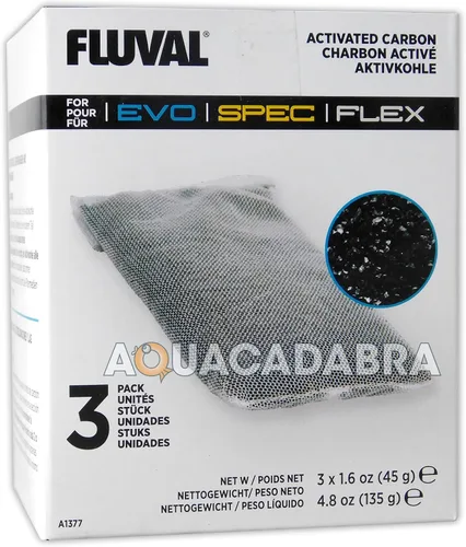Vista 2 de Fluval Spec/Evo/Flex carbón activado, medios de filtro de acuario de repuesto, paquete de 3, A1377