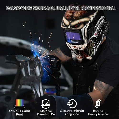 Vista 5 de ARCCAPTAIN - Casco de soldadura de oscurecimiento automático, capucha de soldadura de color real 1/1/1/1, sensor de arco 4, tiempo de respuesta