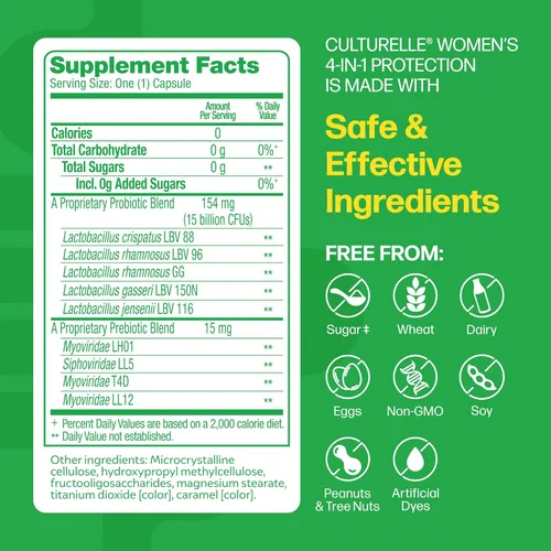 Vista 2 de Culturelle Probióticos 4 en 1 para Mujeres, Suplemento Diario Probiótico y Prebiótico para Apoyar la Salud Vaginal, Salud Digestiva, Salud
