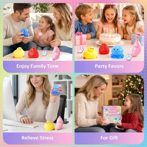Vista 6 de Paquete de 6 juguetes para la ansiedad Taba, juguetes esponjosos para Squishy Toy-6p-rojo