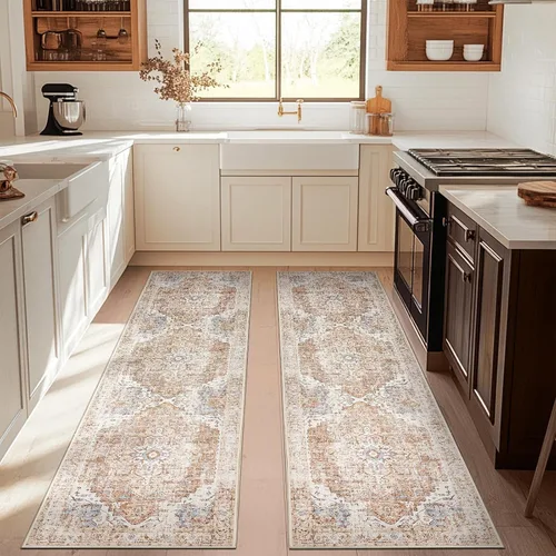 Vista 107 de jinchan Alfombra de Área 2x3 pies Alfombra Vintage de Entrada Lavable Bohemia Tapete Interior para Puerta Medallón Floral Tapete Pequeño para Puerta