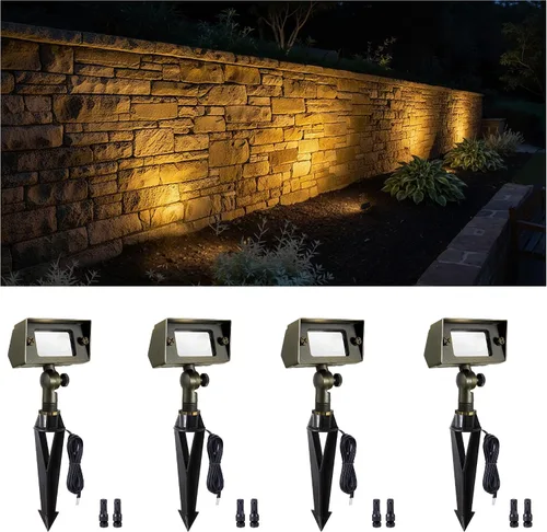 Vista 49 de Gardenreet Luz de Inundación de Latón Sólido - Iluminación de Lavado de Pared LED de Bajo Voltaje para Paisaje 12V, Impermeable IP65 para Exterior