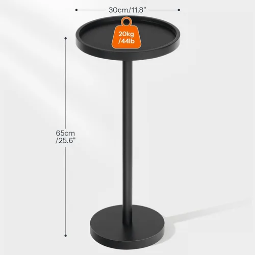 Vista 3 de HOOBRO Mesa auxiliar redonda pequeña, mesa de bebidas de bambú, mesa de café Martini con acento de pedestal para espacios pequeños en sala de estar