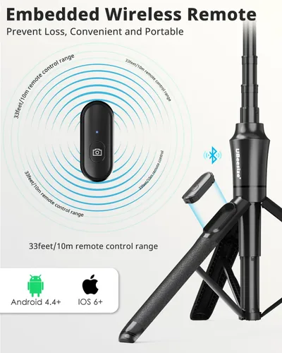 Vista 3 de UBeesize Trípode magnético de 72 pulgadas para iPhone con control remoto, soporte extensible para teléfono celular, compatible con MagSafe, trípode