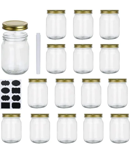 Vista 8 de Tarros de vidrio de 8 onzas con tapas, tarros de masón de boca regular para almacenamiento, tarros de conservas para caviar, hierbas, gelatina