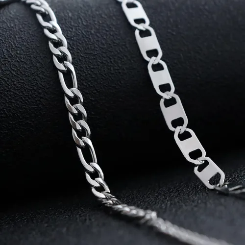 Vista 6 de Tobillera con inicial de acero inoxidable para mujer, con eslabones cubanos plateados, para mujeres y hombres, delicada letra con nombre