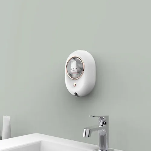 Vista 5 de Dispensador de jabón de manos, dispensador automático de jabón de manos para niños, recargable, montaje en pared, dispensador de espuma sin contacto