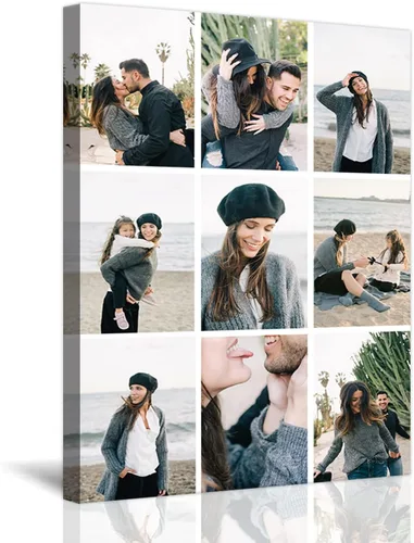 Vista 8 de Impresiones en lienzo personalizadas con tus fotos y nombres, marco de fotos personalizado en las montañas junto al mar, imagen de vacaciones