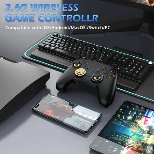 Vista 6 de Wireless PC Controller Controller for Windows781011MacOSiPhoneAndroidSwitchOLED Controller Wireless Gaming Controller with Adjustable LED Backlight