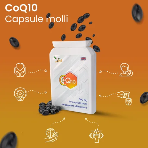 Vista 2 de VED Co Enzyme Q10 Apoya la salud del corazón y los músculos Promueve la energía celular Ubiquinona fermentada naturalmente 500 mg 90