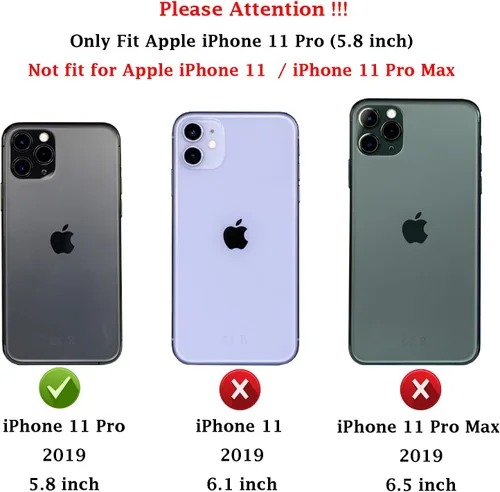Vista 2 de Funda para iPhone 11 Pro con cubierta para lente de cámara, protector de pantalla HD, doble capa de protección contra caídas de grado militar