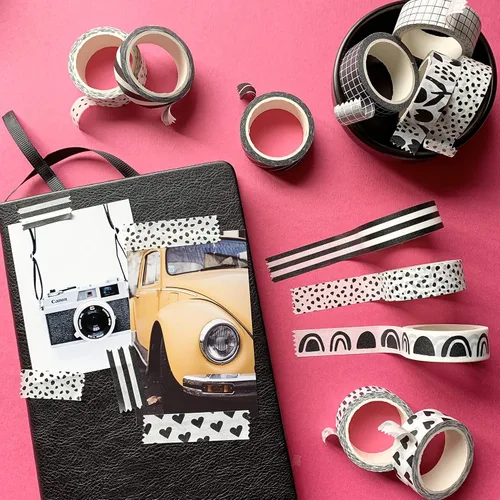 Vista 3 de ZYNSHE - Juego de 12 rollos de cinta adhesiva washi de 15 mm de ancho, linda y decorativa para diario, álbum de recortes, manualidades, bullet