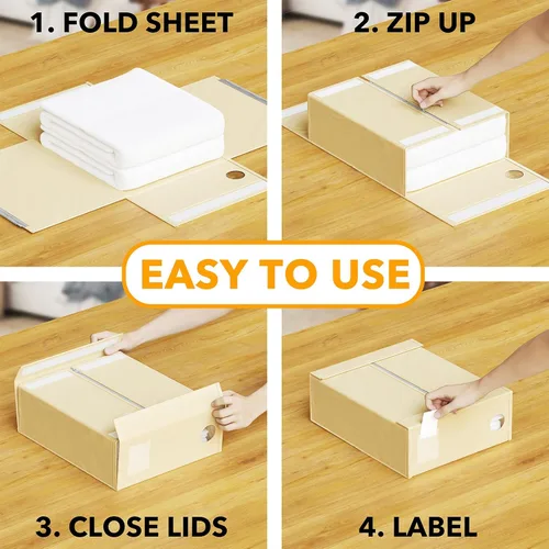 Vista 3 de SpaceAid Paquete de 6 Organizadores y Almacenamiento de Sábanas de Cama, Organizador de Sábanas Plegable con Ventana para Armario de Ropa Blanca