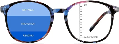 Vista 11 de Gafas presbíopicas multifocales progresivas redondas vintage, gafas de luz anti-azul., Negro