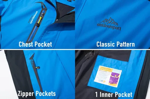 Vista 3 de Magcomsen - Chaqueta impermeable con capucha y 3 bolsillos con zipper para hombre impermeable, cortavientos y ligera