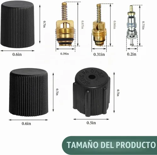 Vista 2 de Kit de 7 unidades de núcleo de válvula de aire acondicionado para automóvil, núcleos de vástago de válvula de refrigeración de A/C, tapas de puerto