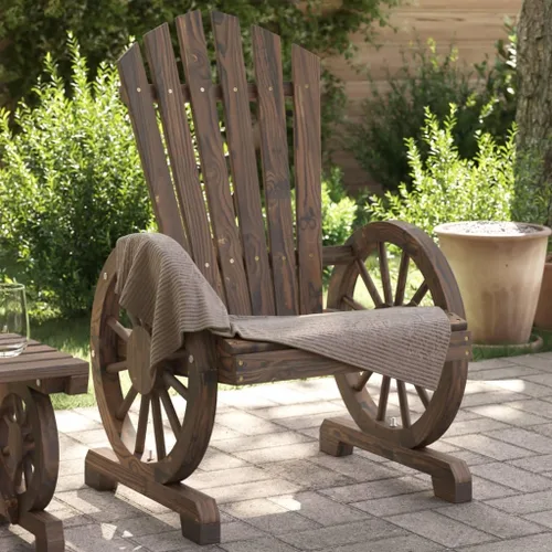 Vista 10 de Garden Adirondack Chair, 2-Seater Solid Fir Wood, Natural Brown Finish, Ergonomic Outdoor Patio Seating, Balcony Furniture