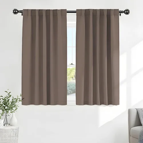 Vista 21 de PONY DANCE Cortinas cortas con aislamiento térmico para ventana pequeña, para guardería, baño, cocina, lavandería, caravana, sótano, 29 pulgadas