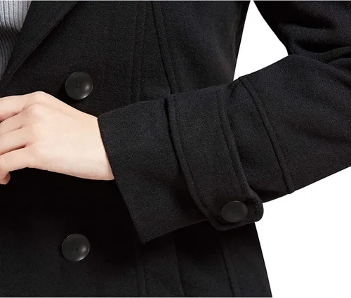 Vista 7 de Tanming Abrigo o chaqueta cálida de lana cruzado para mujer, con capucha
