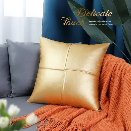 Vista 87 de BRAWARM Fundas de Almohada Decorativas de Cuero Sintético 12 X 20 Pulgadas, Fundas de Almohada Lumbar de Cuero Naranja Paquete de 2, Almohadas