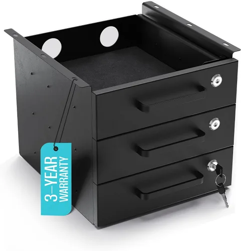 Vista 10 de Cajón deslizante para debajo del escritorio, cajones de almacenamiento de metal con cerradura con organización de cables para oficina y hogar
