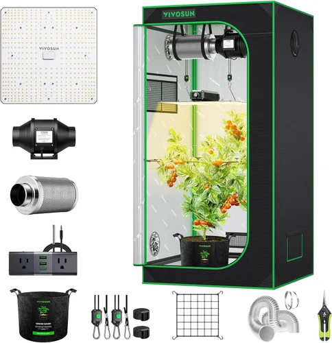 Vista 10 de VIVOSUN Kit de tienda de cultivo 2x4, sistema completo de cultivo controlado por WiFi con luz LED de espectro completo, ventilación automática
