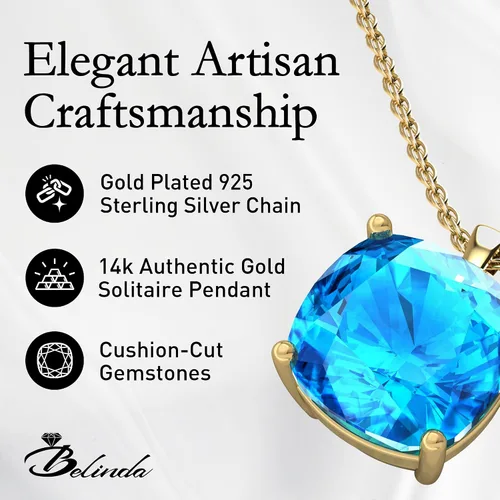 Vista 3 de Belinda Jewelz Women's 14k White Yellow Gold Necklace Birthstone Fine Jewelry Hanging Pendant Necklaces Sparkling Prong Sterling Silver Chain with