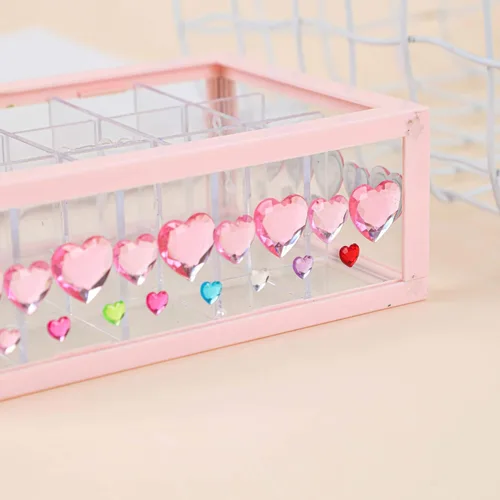 Vista 7 de MYDBUYSOME Calcomanías de corazón, 1190 unidades de gemas autoadhesivas rosas para el cabello, diamantes de imitación para la cara de las uñas
