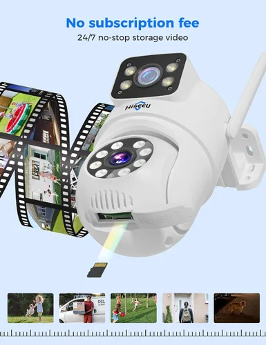 Vista 9 de Hiseeu - Cámara de seguridad inalámbrica, WiFi 5G/2.4G, vista de lente dual, control de inclinación, zoom, visión nocturna a todo color, detección