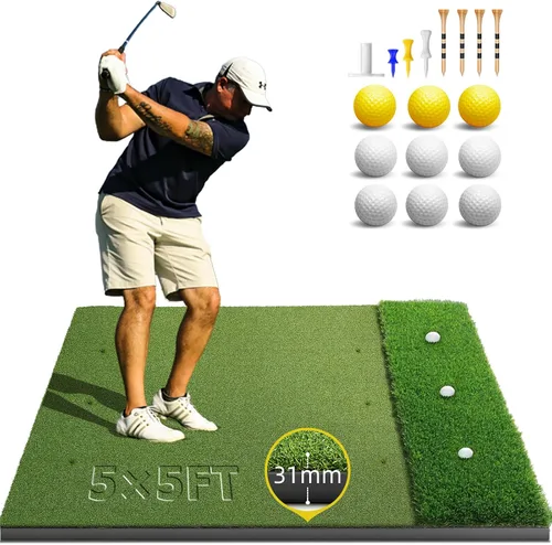 Vista 7 de Bltend Golf Mat: 5x4ft & 5x5ft Heavy-Duty Golf Hitting Mats Practice Outdoor/Indoor, Elite Dense Artificial Turf Matt Training Aid for