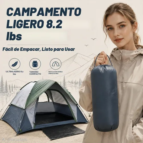 Vista 5 de XL Tiendas de campaña 4/6 persona impermeable doble capa cúpula