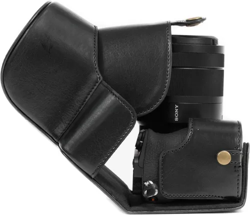 Vista 3 de MegaGear MG1014 Ever Ready Funda de cuero para cámara compatible con Sony Alpha A6500 (hasta 0.630-2.756 in) - Negro