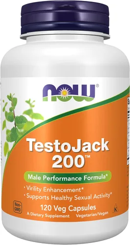 Vista 9 de NOW Suplementos TestoJack™ 200 con Tongkat Ali, Tribulus, Maca y Horny Goat Weed, 60 cápsulas vegetales