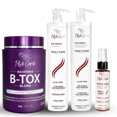 Vista 10 de I Belli Capelli Ravenna Kit - B-tox para cabello rubio + aceite reparador