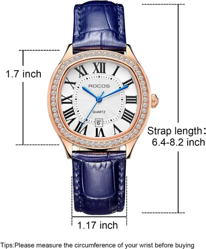 Vista 6 de Women's Watches Leather Crystal Quartz Round Watch Ladies Diamond Dial Bracelet Wrist Waterproof Watch Business Stainless Steel Case Fashion Leather