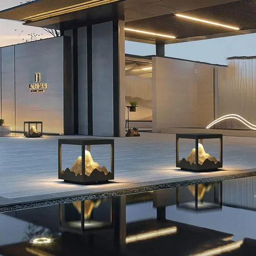 Vista 4 de Luces de poste impermeables para exteriores, lámpara de poste de patio, lámpara de poste de patio, lámpara de poste de jardín, cubierta de valla