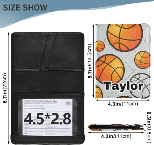 Vista 3 de Combo de portatarjetas y pasaporte de baloncesto personalizado con tarjetero con tarjetero de tarjeta de crédito, soporte para pasaporte