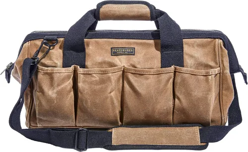 Vista 8 de Readywares Bolsa de herramientas, bolsa de lona encerada resistente para equipo, herramientas, suministros y equipamiento (30 cm, marrón)