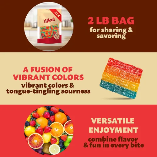 Vista 4 de Sour Mini Belts Gummy Candy Bolsa de 2 libras Golosinas lijadas con azúcar