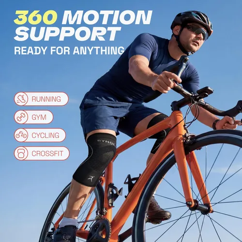 Vista 8 de Rodillera de compresión con soporte para rodilla para hombres y mujeres para lesiones en ligamentos, alivio del dolor en las articulaciones, correr
