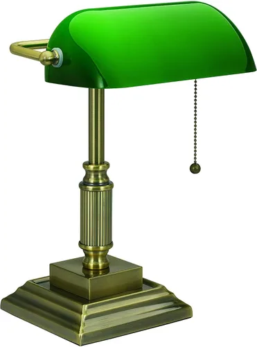 Vista 5 de V-LIGHT - Lámpara CFL de escritorio estilo tradicional de banquero, Bronce antiguo Compatible with 13W CFL or 10W LED Bulb Pivoting Shade